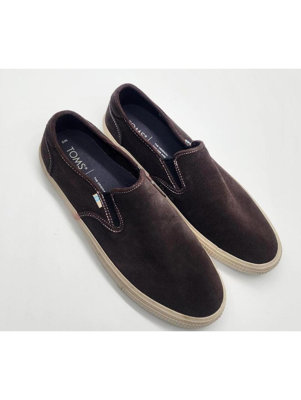 EUC TOMS BAHA slip on sneaker suede brown slip on 9